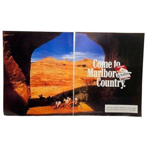 Marlboro Cigarettes Print Ad Vintage 1994 Come to Marlboro Country Horses Cowboy